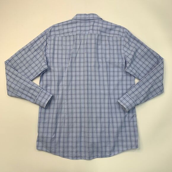 Hugo Boss Shirt Mens 16.5 Bluebell Cotton Sharp Fit Plaid Button Up Long Sleeve - Picture 7 of 10